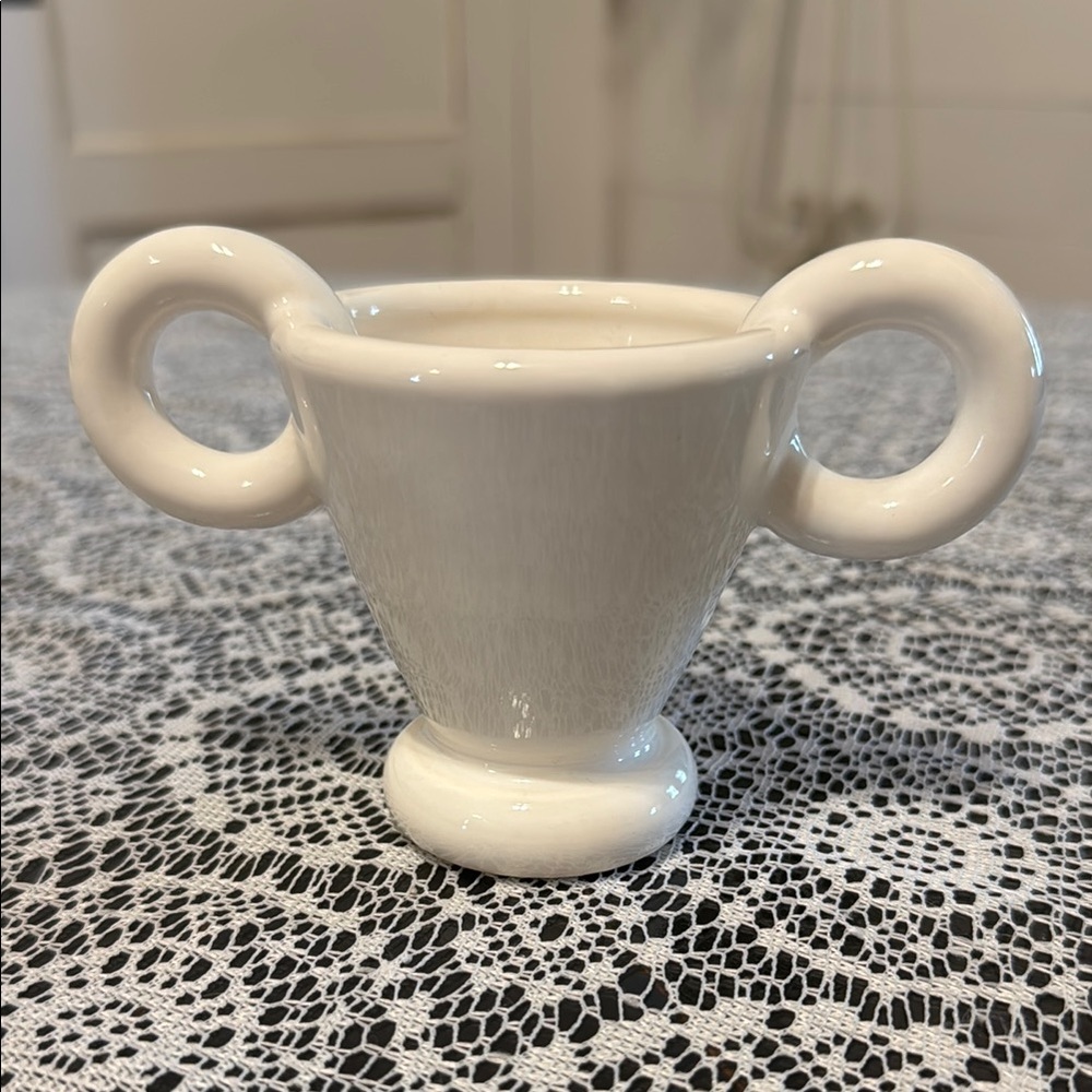 Rare White 2 Handled Child’s Cup For Baby’s First Fiesta Kids Cup Stoneware